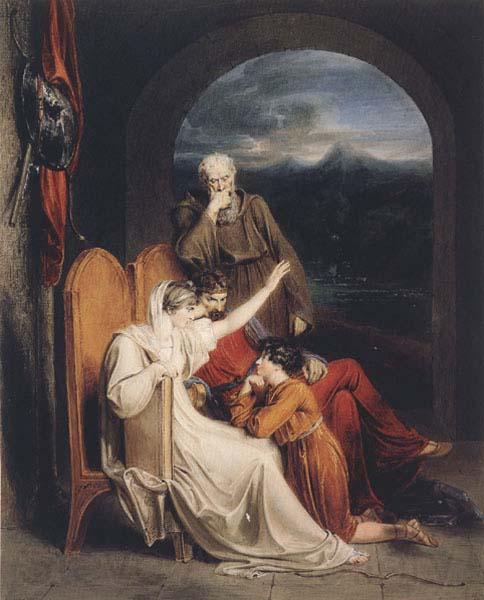 Richard Westall Queen Judith reciting to Alfred the Great (mk47) France oil painting art